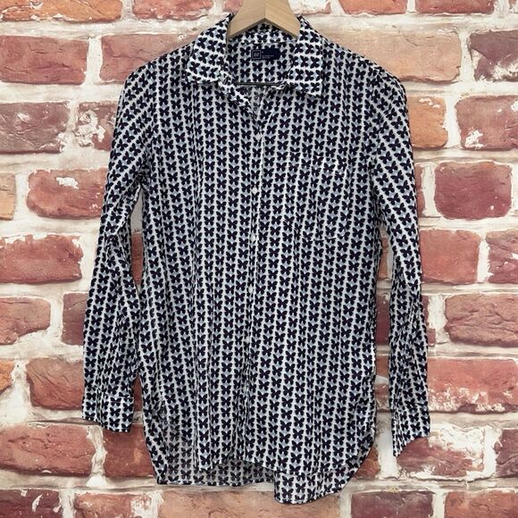 Gap Boyfriend Shirt Women's Small Multicolor Butterflies Button Up Top - Picture 1 of 8